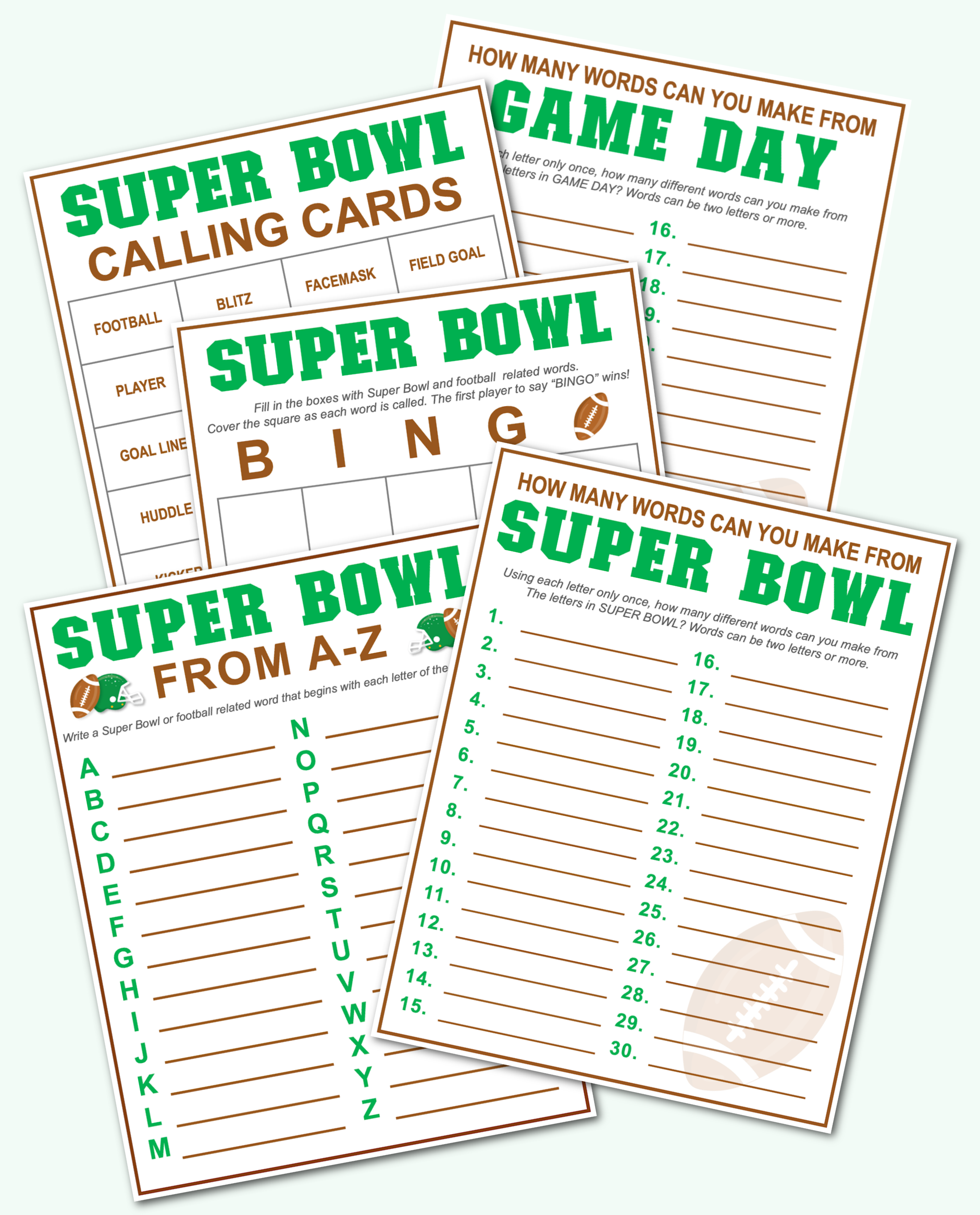 free super bowl printable games - kara creates